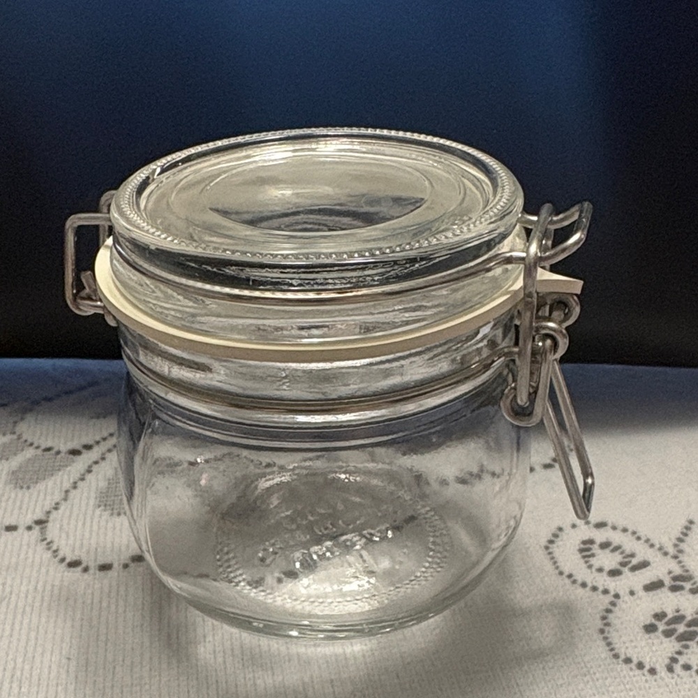 IKEA Clear Glass Clamp-Top Storage Jar with Metal Hinge and Cream Seal